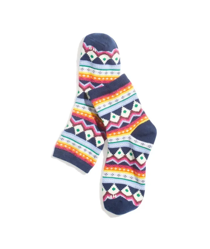 Hi-Ankle Sock in Navy Fairisle sold by Marine Layer