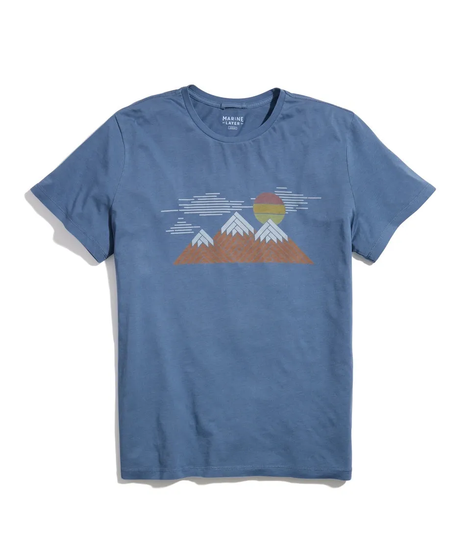 Signature Crew Graphic Tee in China Blue sold by Marine Layer