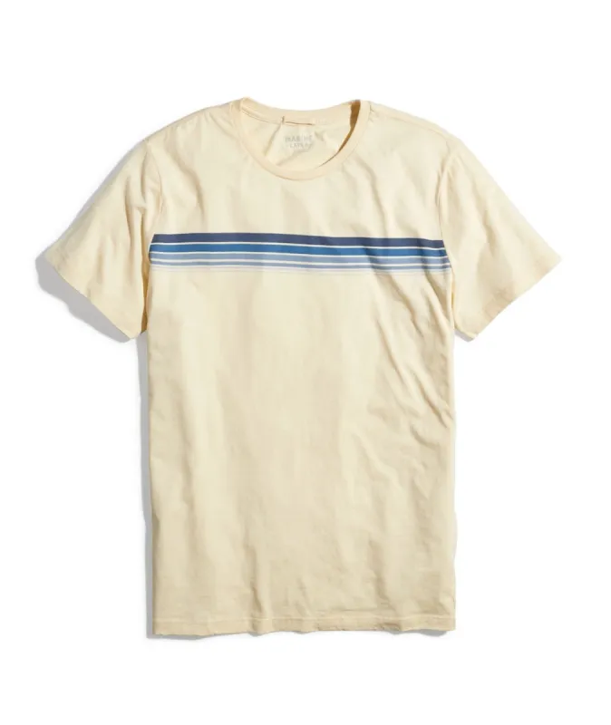 Signature Crew Graphic Tee in Antique White Chest Stripe sold by Marine Layer