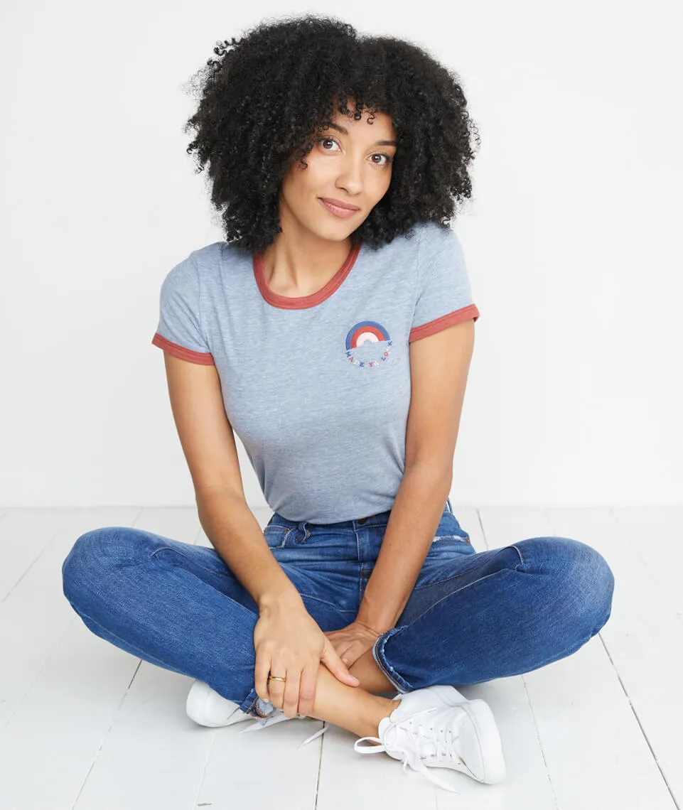 Made Ya Look Ringer Tee sold by Marine Layer