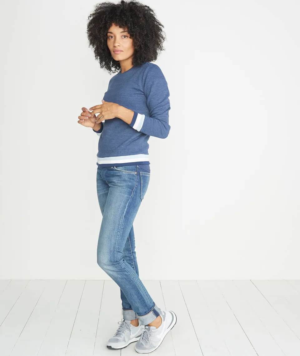 Jenny Crewneck Sweatshirt in Twilight/Carolina Blue/White sold by Marine Layer product image thumbnail 5