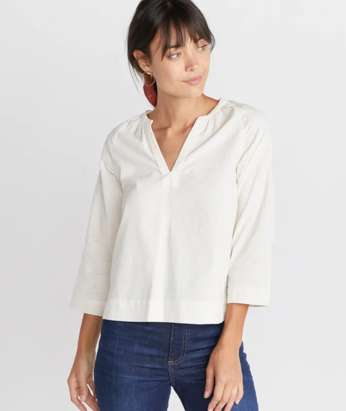 Lenora Blouse in White sold by Marine Layer