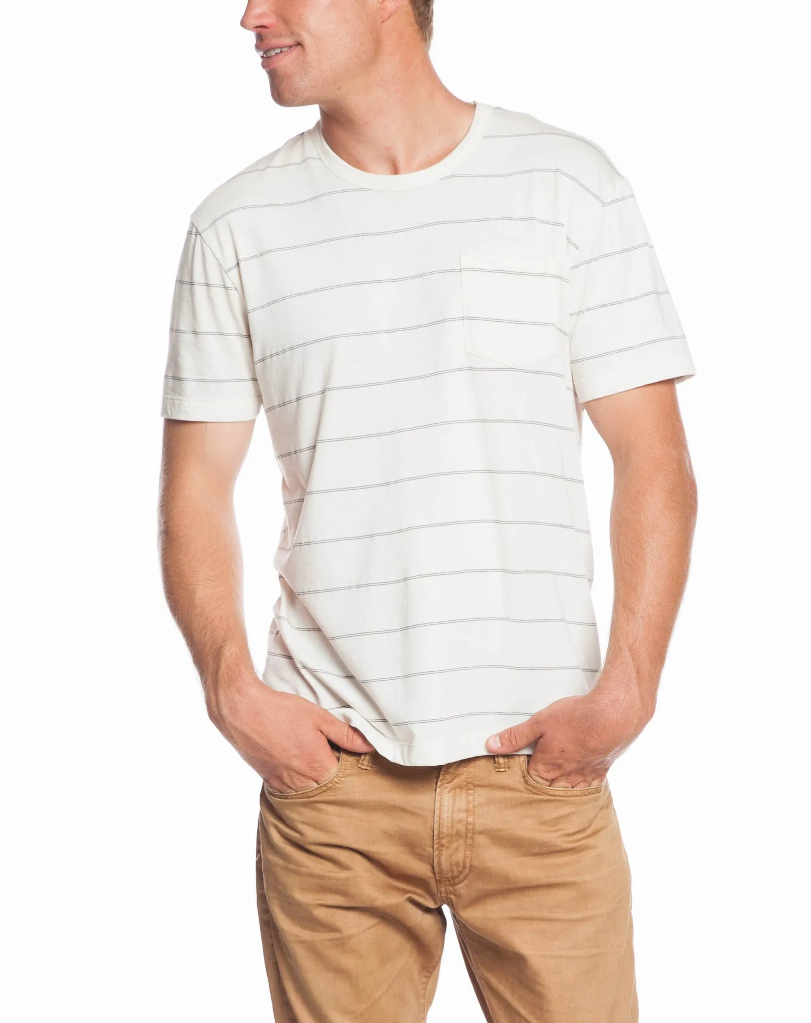 Harrison Striped Crew - Natural sold by Marine Layer