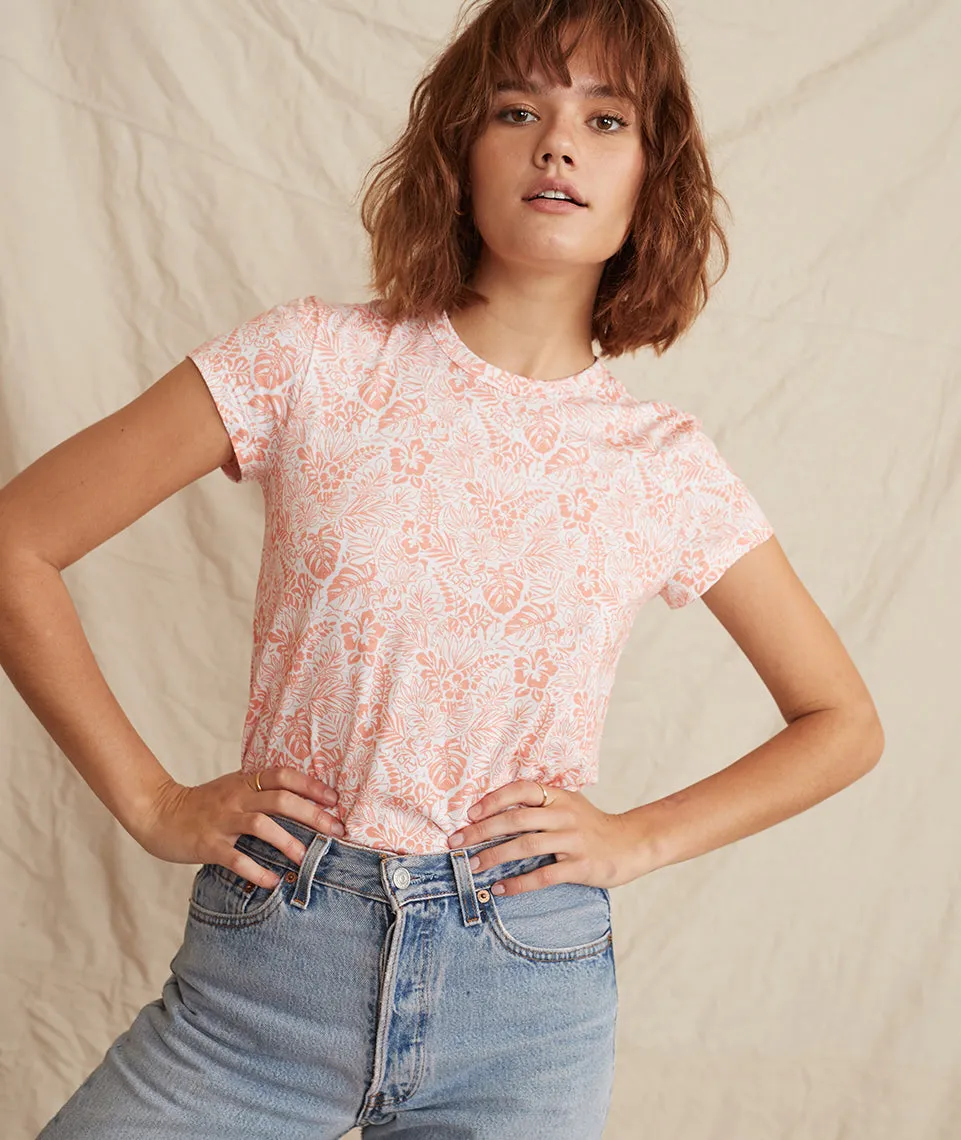 Classic Crew in Papaya Hawaiian Print sold by Marine Layer