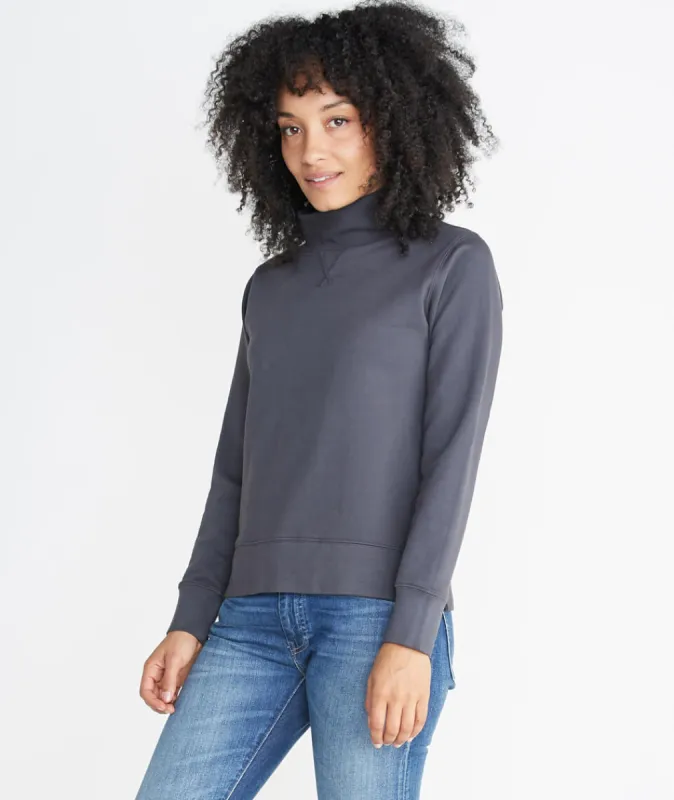 Evie Funnel Neck Sweatshirt in Faded Black sold by Marine Layer