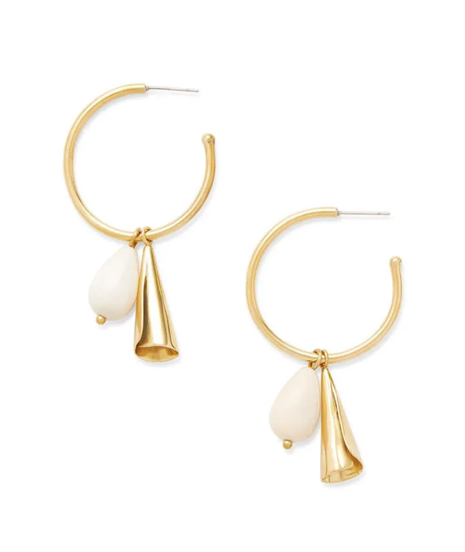 Soko Malindi Charm Hoop Earrings in Brass/White sold by Marine Layer