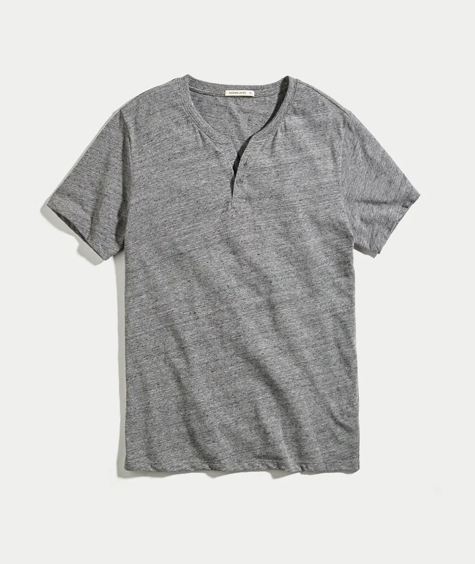 Shortsleeve Henley in Flax Grey sold by Marine Layer