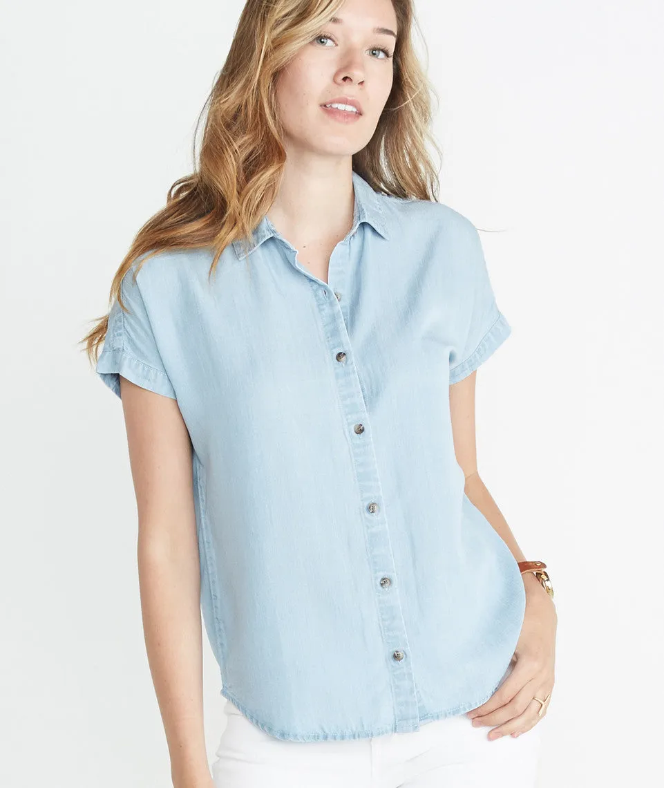 Willow Shortsleeve Chambray Button Down sold by Marine Layer