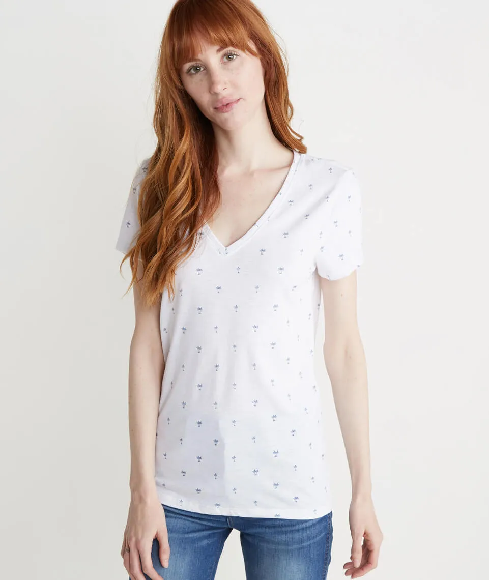 Slub V Neck in Palm Print sold by Marine Layer