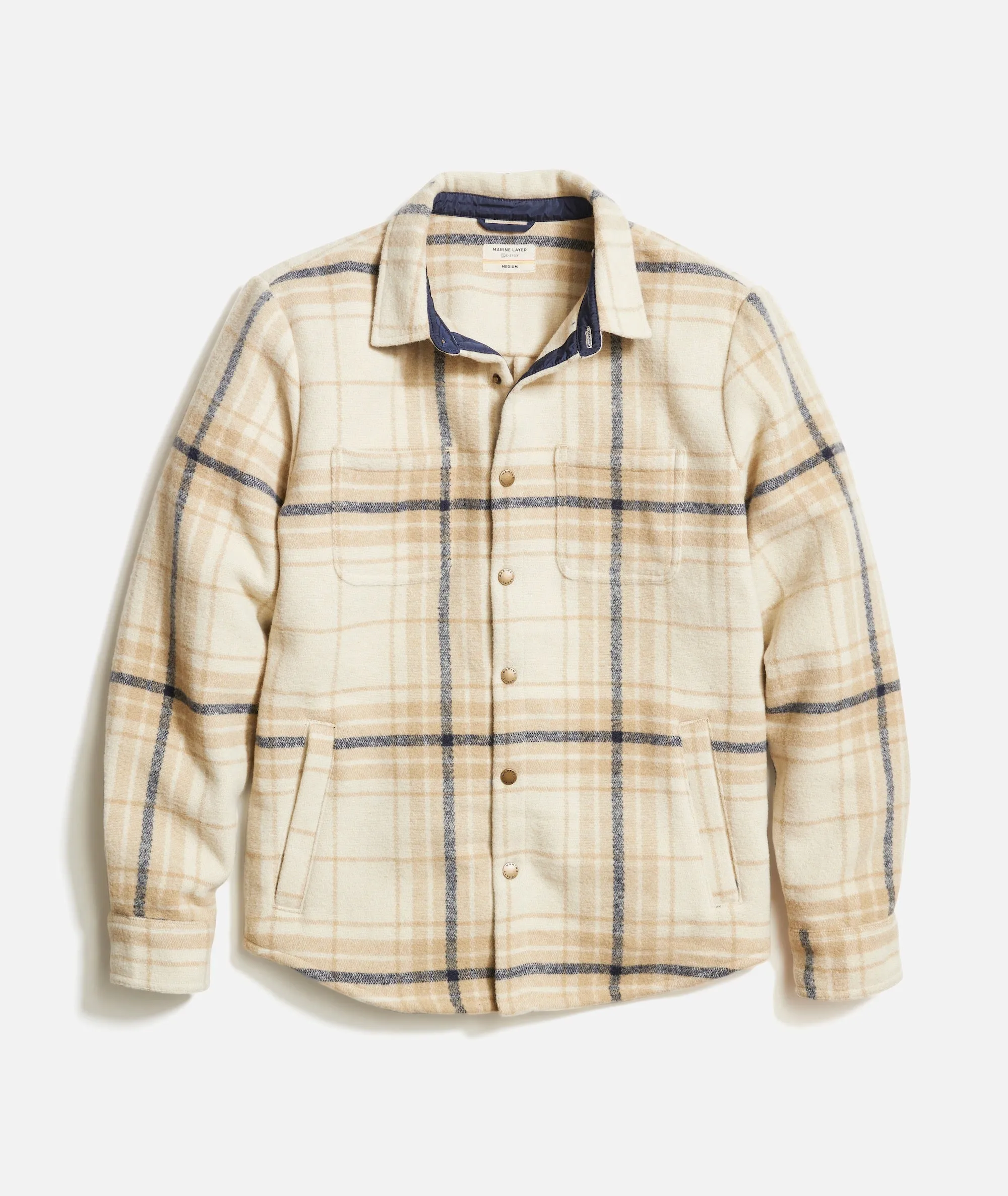 Plaid Snap Shacket sold by Marine Layer