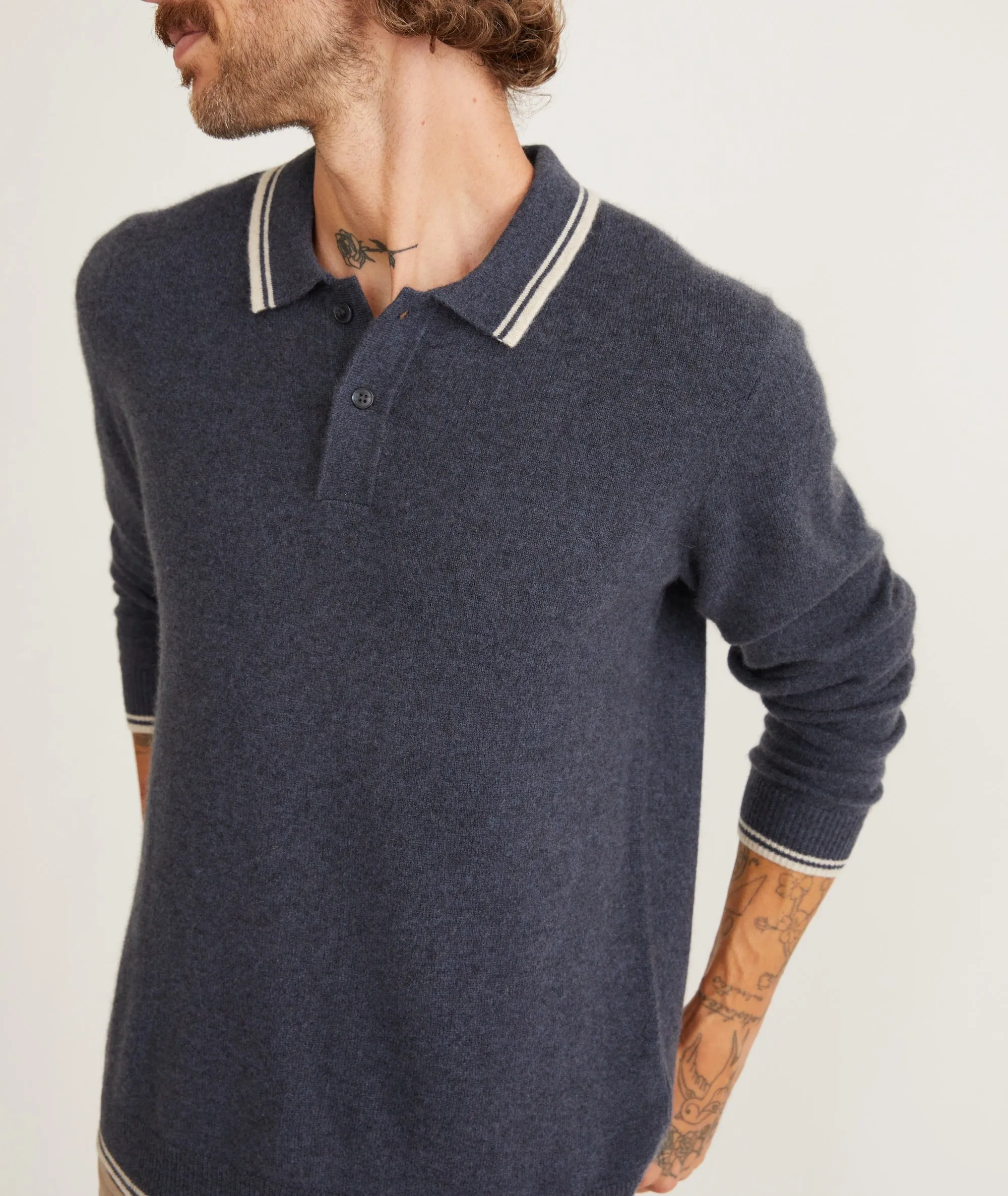 Cashmere Tipped Sweater Polo sold by Marine Layer product image thumbnail 3