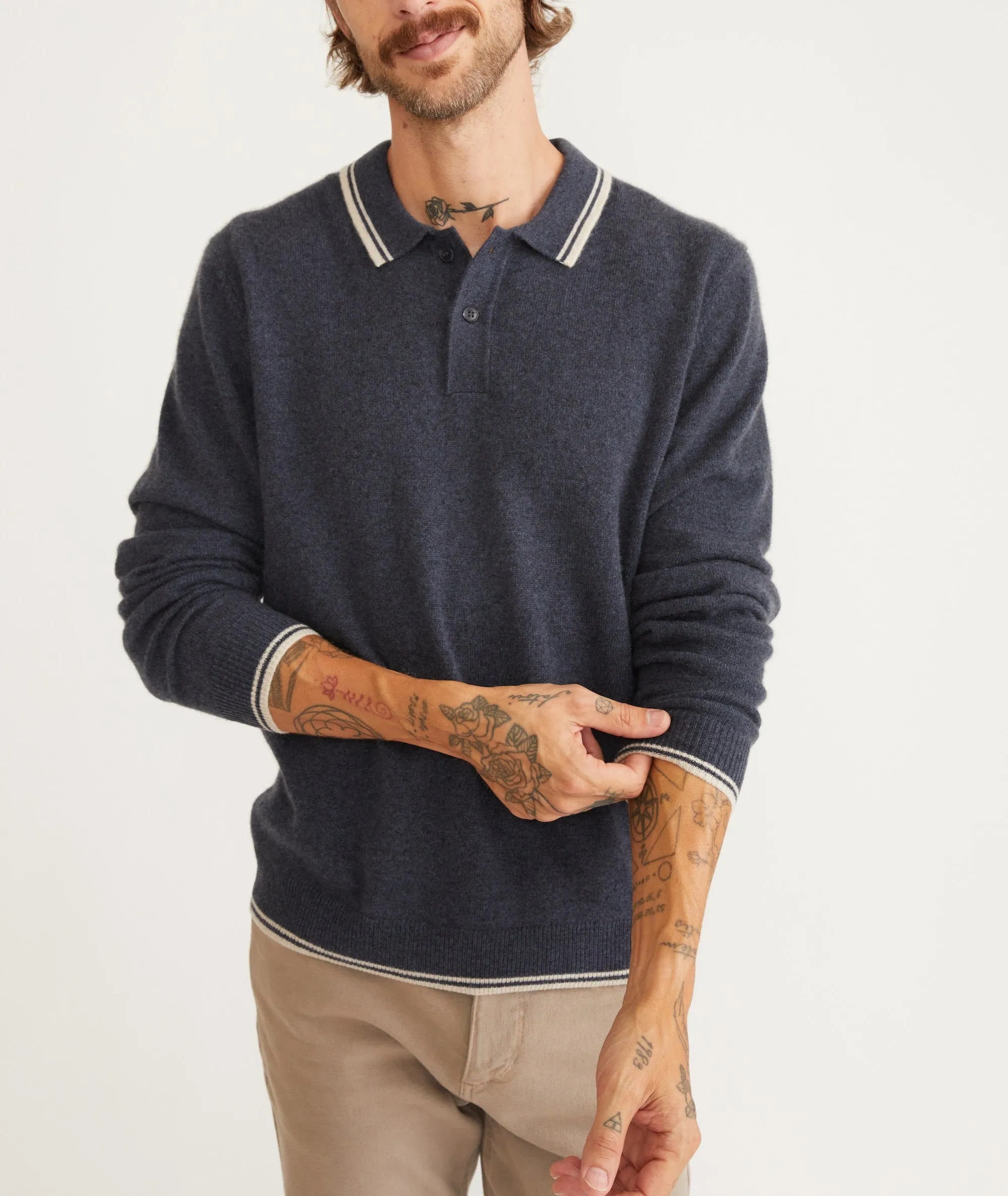 Cashmere Tipped Sweater Polo sold by Marine Layer product image thumbnail 5