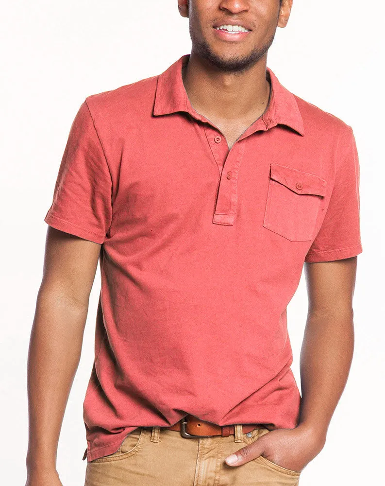 Sueded Jersey Polo - Faded Red sold by Marine Layer product image thumbnail 2