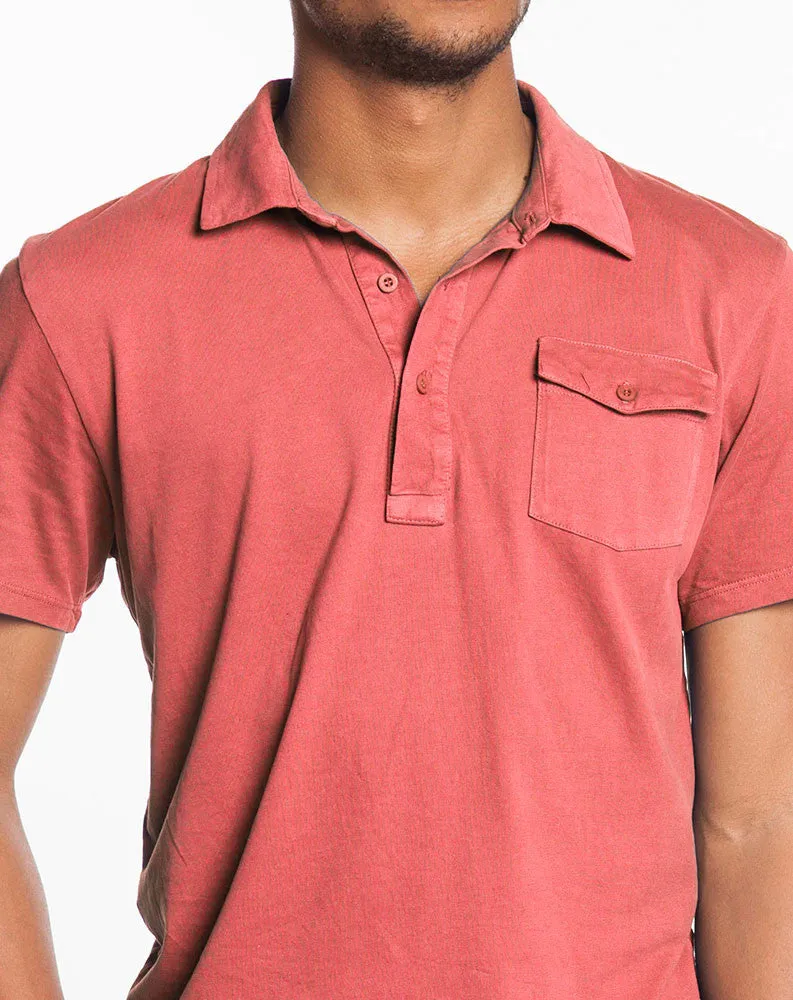 Sueded Jersey Polo - Faded Red sold by Marine Layer product image thumbnail 3