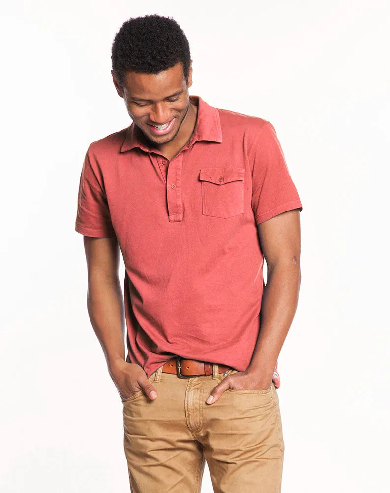 Sueded Jersey Polo - Faded Red sold by Marine Layer product image thumbnail 4