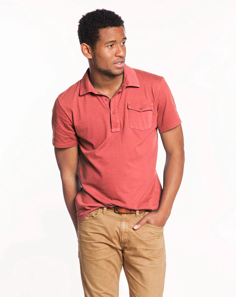 Sueded Jersey Polo - Faded Red sold by Marine Layer