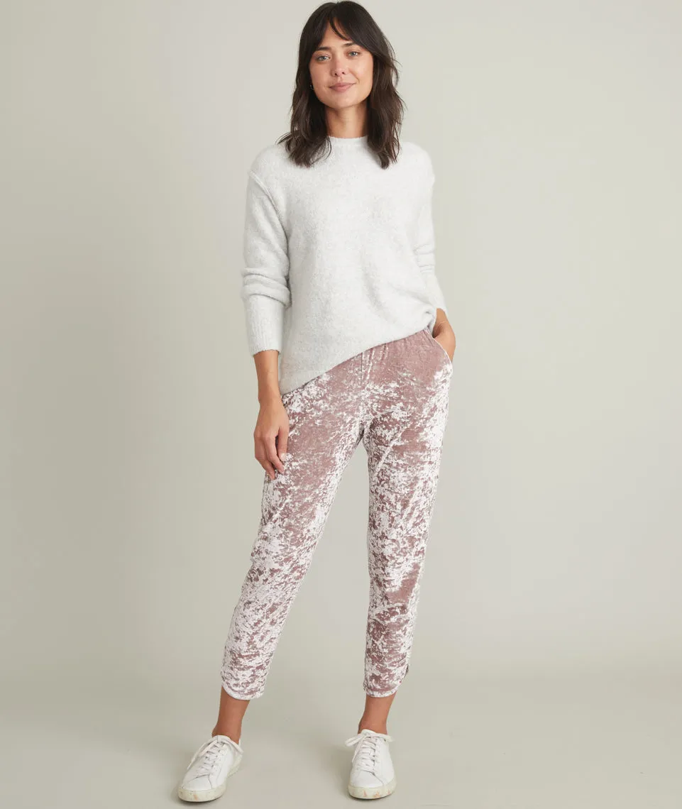 Allison Pant in Mauve Crushed Velour sold by Marine Layer