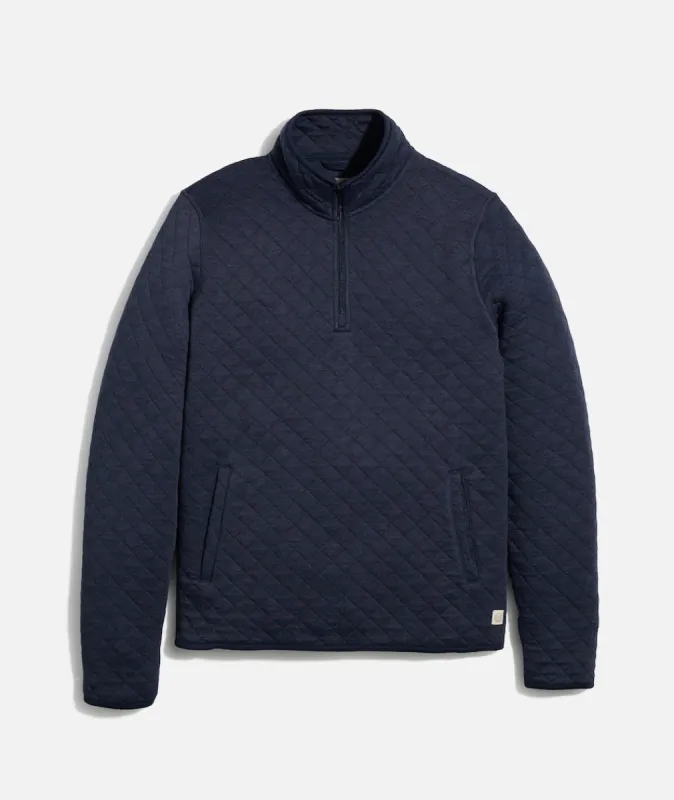 Men's Corbet Quarter Zip Pullover in Navy sold by Marine Layer
