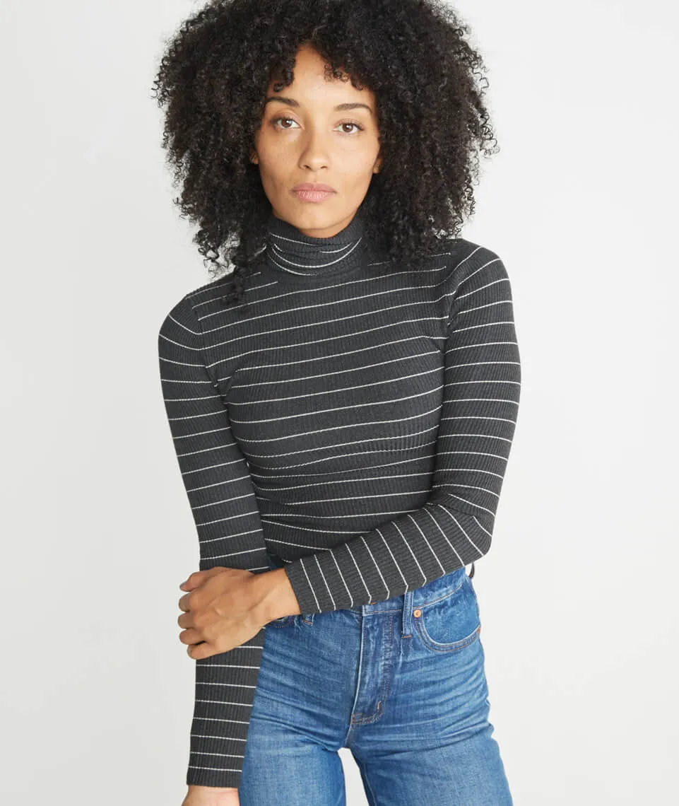 Piper Turtleneck in Charcoal Stripe sold by Marine Layer product image thumbnail 2