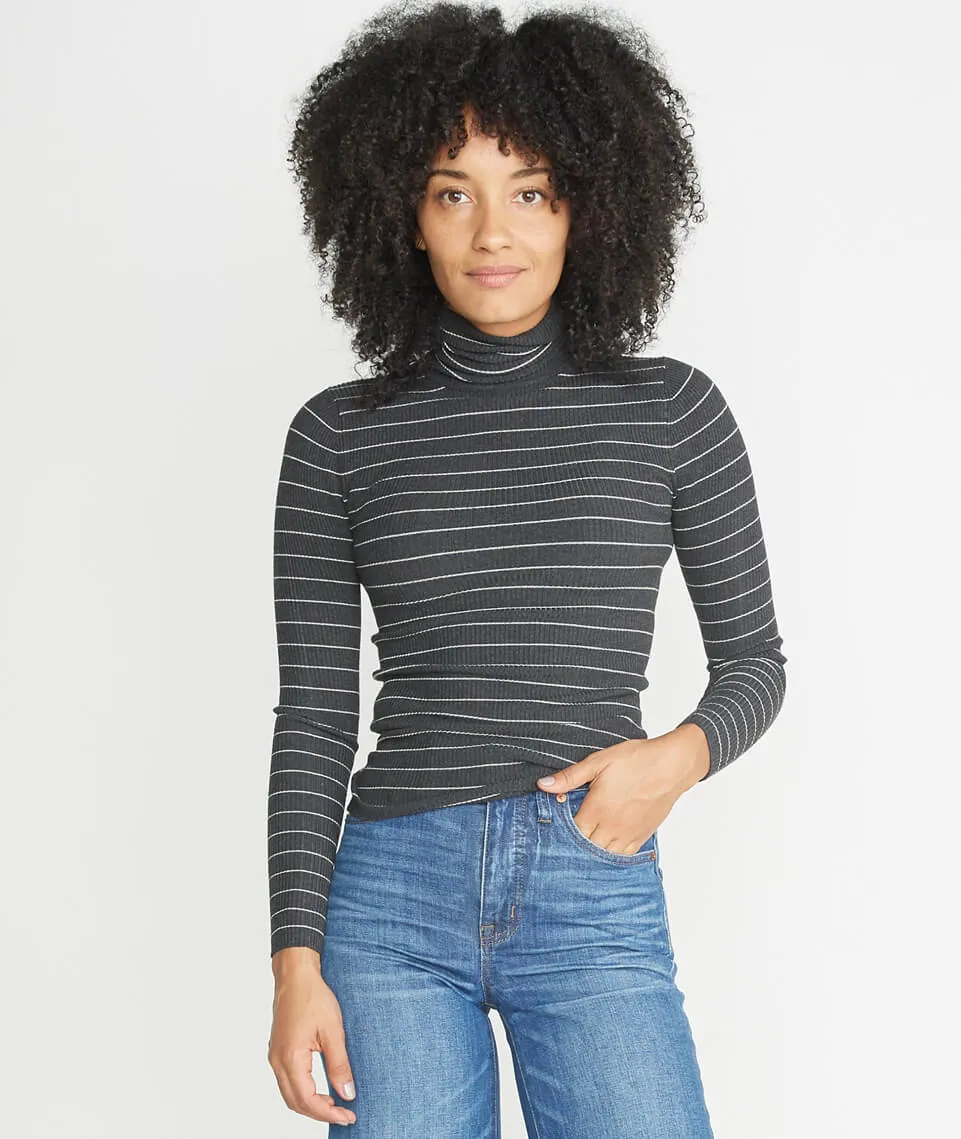 Piper Turtleneck in Charcoal Stripe sold by Marine Layer