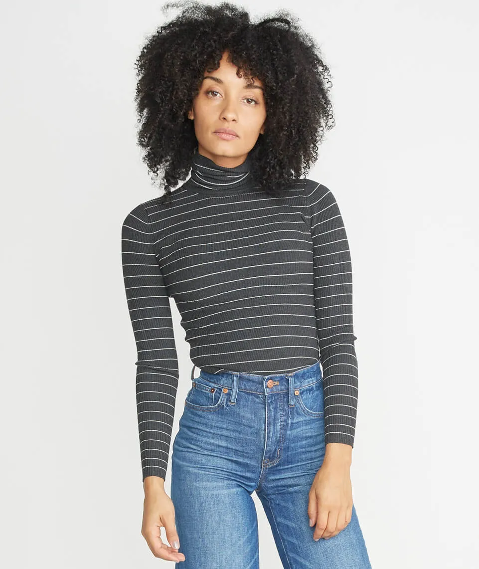 Piper Turtleneck in Charcoal Stripe sold by Marine Layer product image thumbnail 3