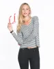 Longsleeve Martha V-neck - Heather Grey and Charcoal sold by Marine Layer