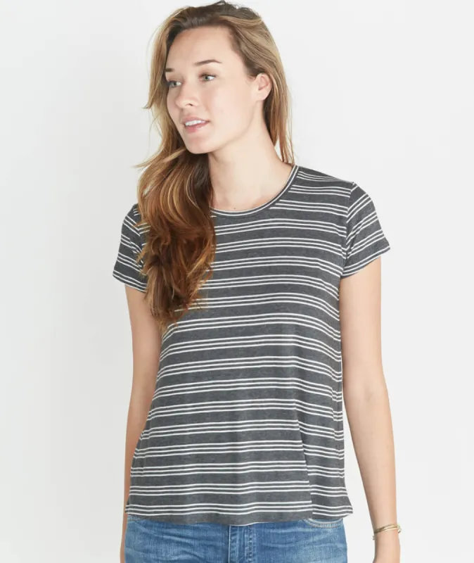 Swing Crew in Charcoal Stripe sold by Marine Layer