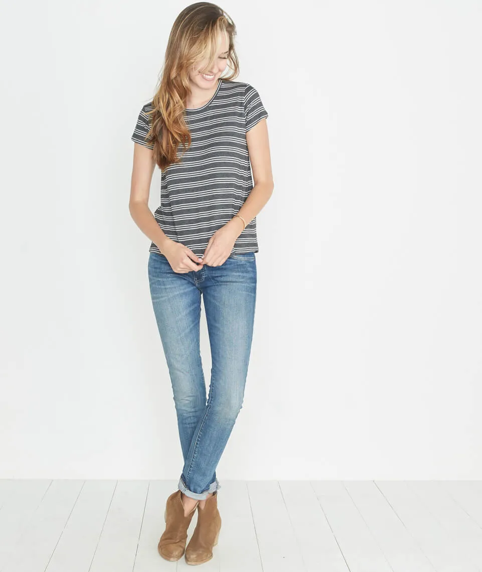 Swing Crew in Charcoal Stripe sold by Marine Layer product image thumbnail 4