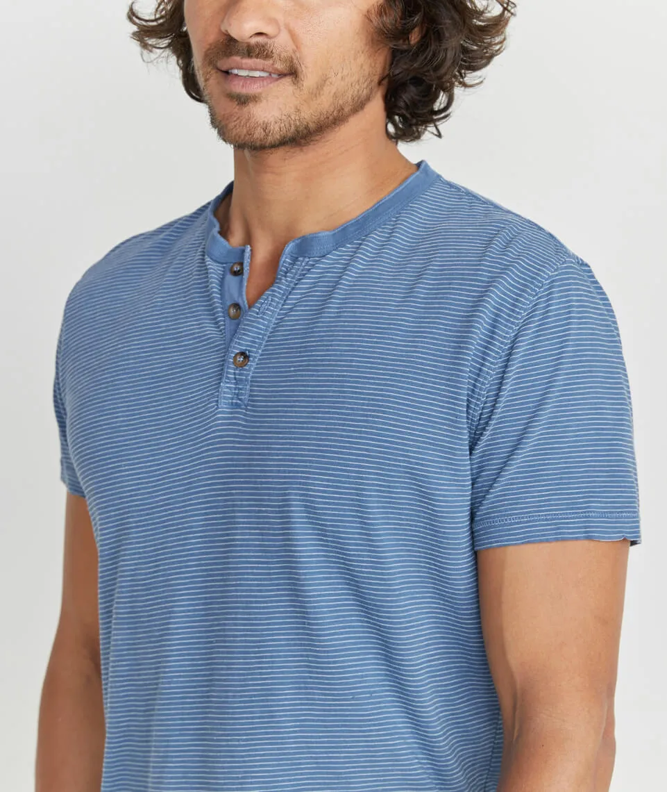 Shortsleeve Henley in Vintage Indigo/White sold by Marine Layer product image thumbnail 3