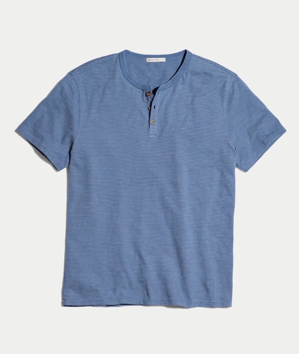 Shortsleeve Henley in Vintage Indigo/White sold by Marine Layer