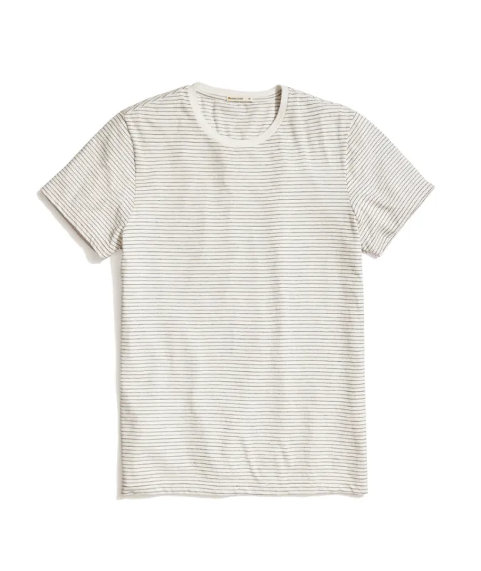 Signature Crewneck in Antique White/Black Stripe sold by Marine Layer