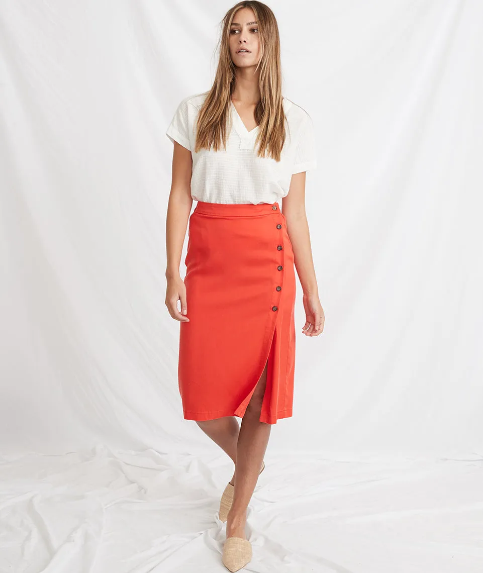 Cecille Skirt in Poppy Red sold by Marine Layer