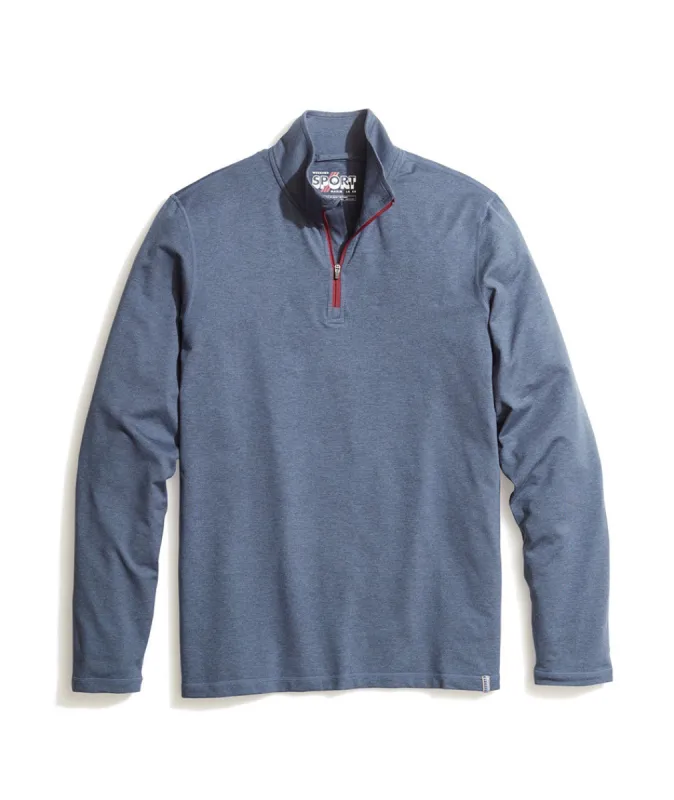 Huntley Quarter Zip in Bering Sea sold by Marine Layer