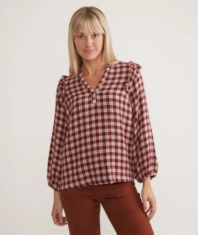 Jamie Ruffle Sleeve Top sold by Marine Layer
