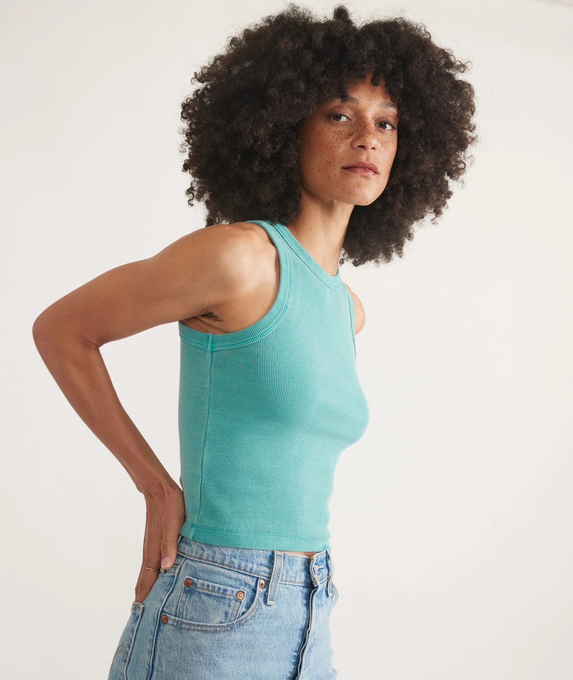 Lexi Rib Sun-In High Neck Crop Tank sold by Marine Layer