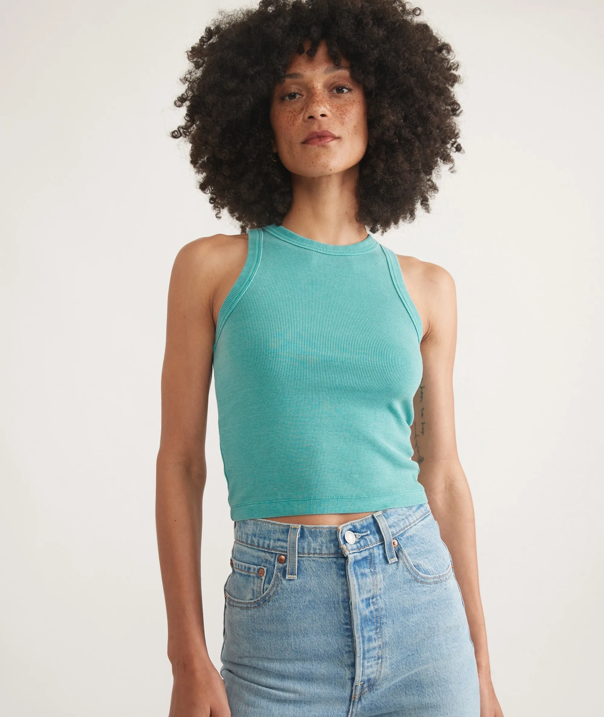 Lexi Rib Sun-In High Neck Crop Tank sold by Marine Layer product image thumbnail 3