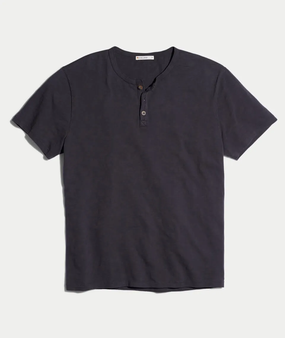 Shortsleeve Henley in Faded Black sold by Marine Layer