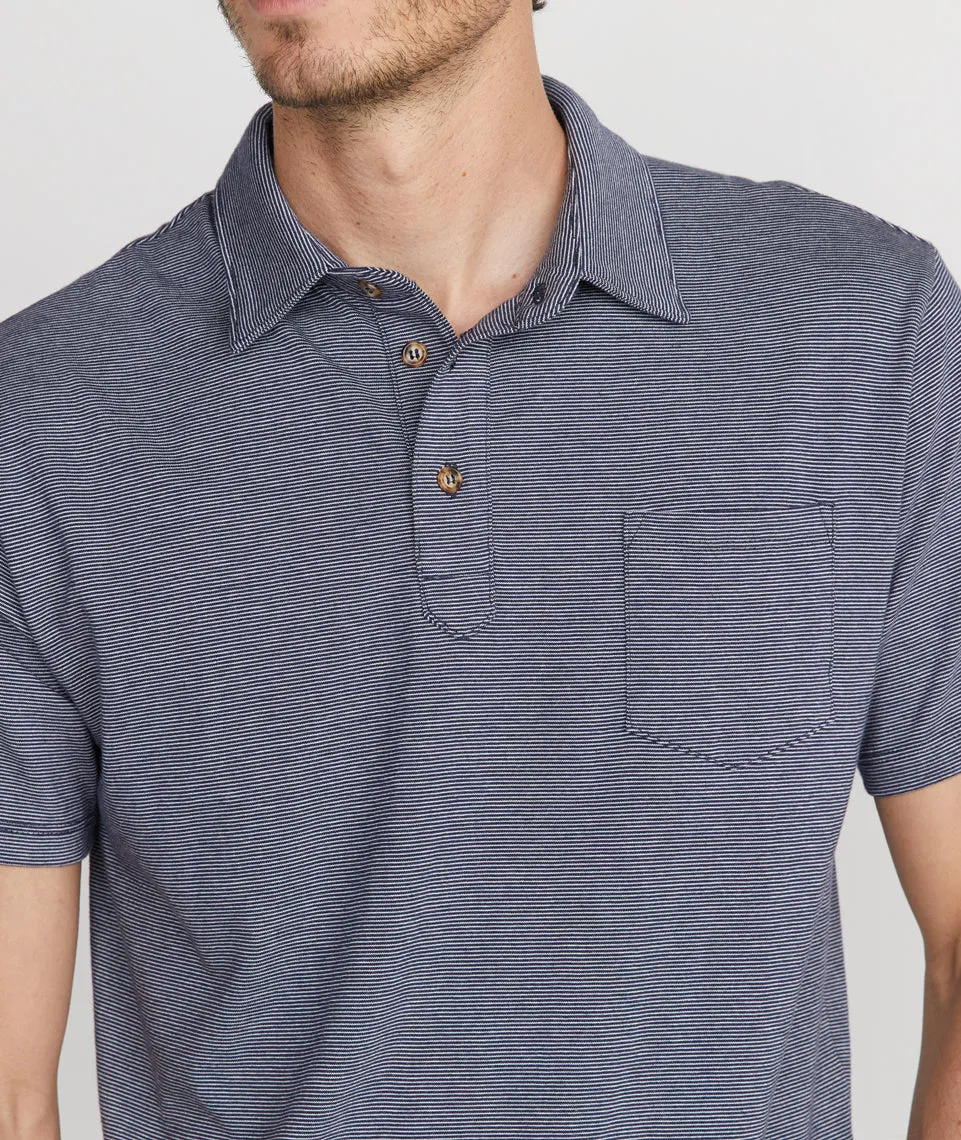 Malcolm Polo in Navy/White Stripe sold by Marine Layer product image thumbnail 4