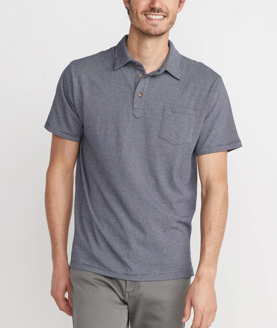 Malcolm Polo in Navy/White Stripe sold by Marine Layer product image thumbnail 2