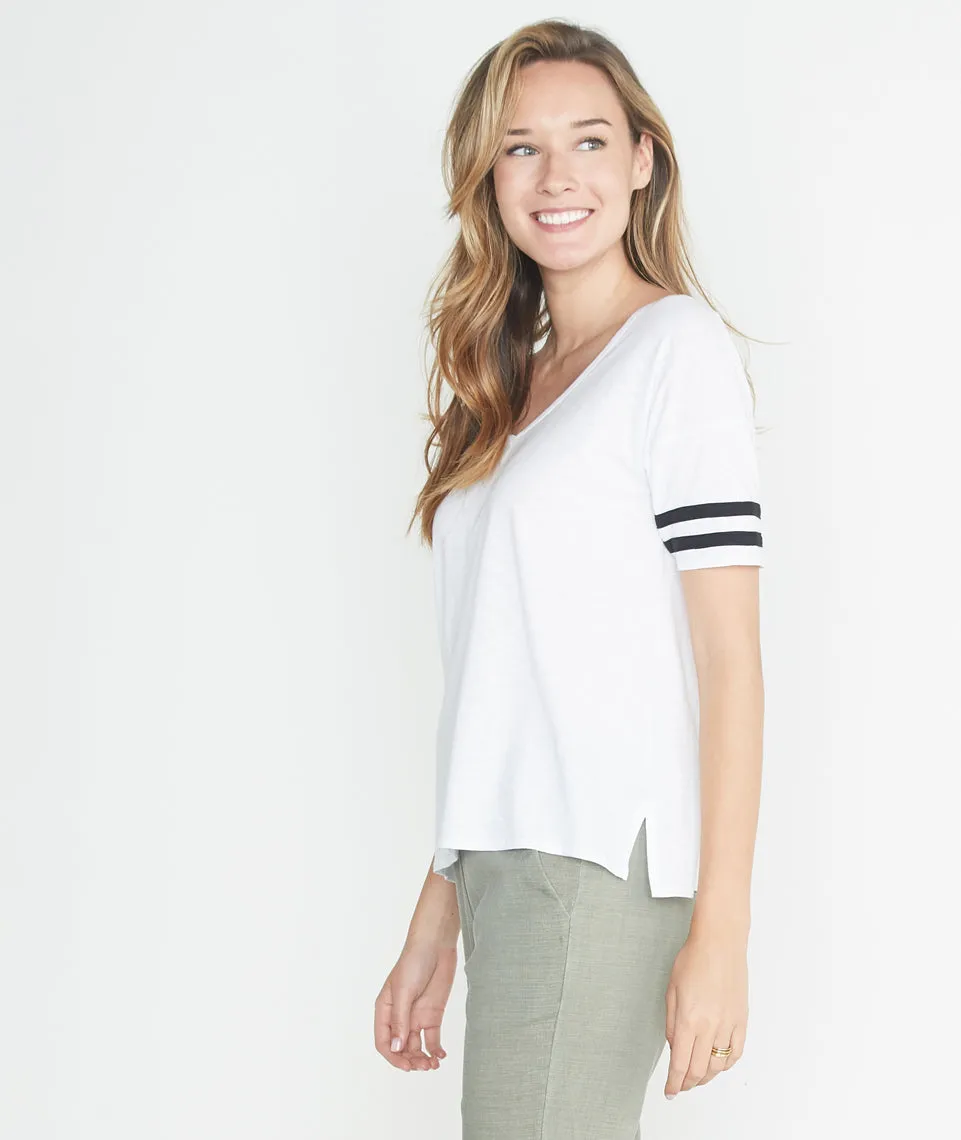 Varsity Stripe Tee in Snow White sold by Marine Layer product image thumbnail 3