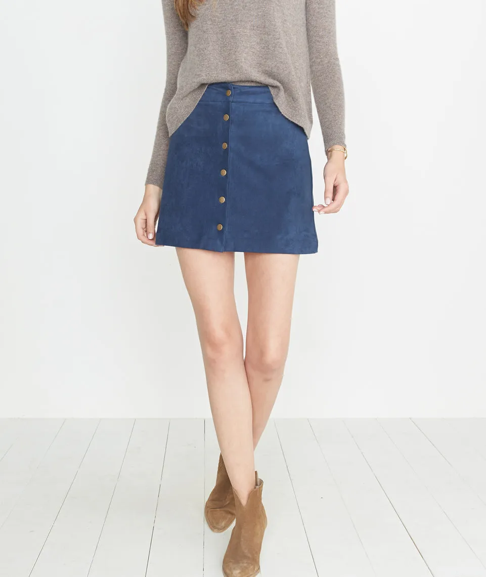 Rosie Suede A-Line Skirt in Mood Indigo sold by Marine Layer product image thumbnail 3