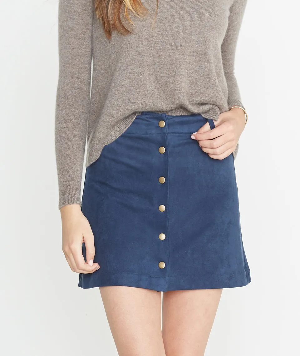 Rosie Suede A-Line Skirt in Mood Indigo sold by Marine Layer product image thumbnail 2