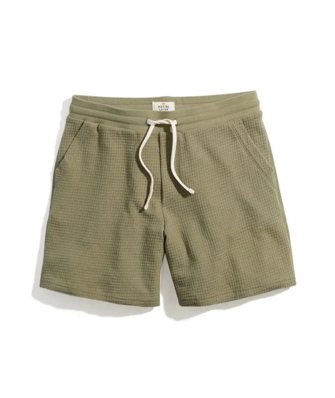 Box Waffle Short in Deep Lichen sold by Marine Layer