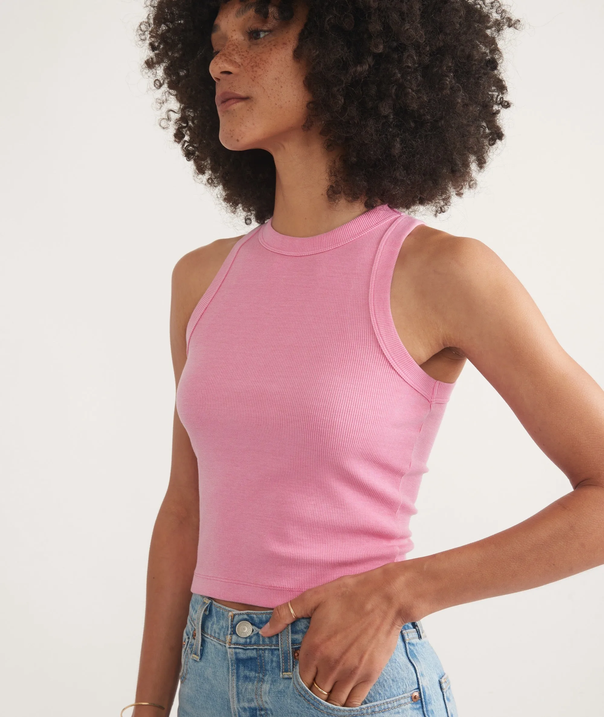 Lexi Rib Sun-In High Neck Crop Tank sold by Marine Layer product image thumbnail 3