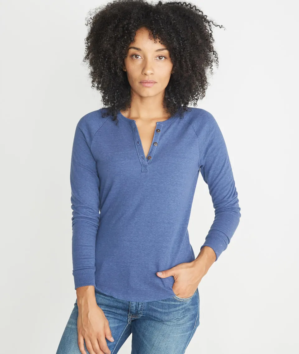 Double Knit Henley in Twilight sold by Marine Layer