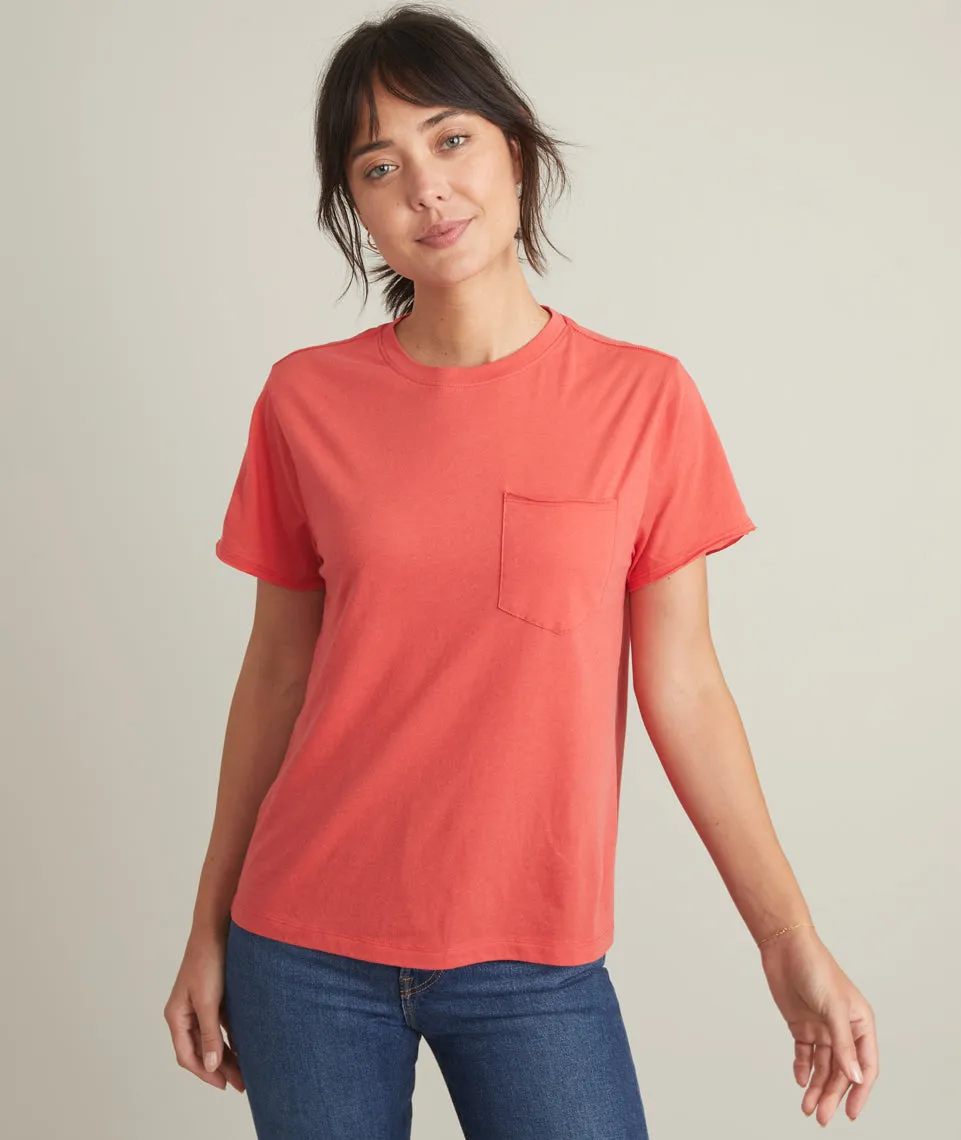 Boyfriend Crew Tee in Poinsettia sold by Marine Layer product image thumbnail 2