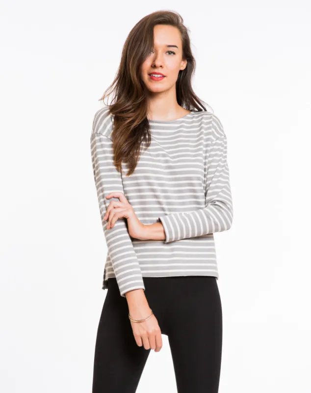 Breton Striped Shirt - Grey and White Stripe sold by Marine Layer