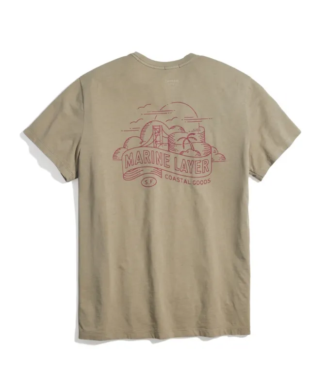Signature Crew Graphic Tee in Chinchilla sold by Marine Layer