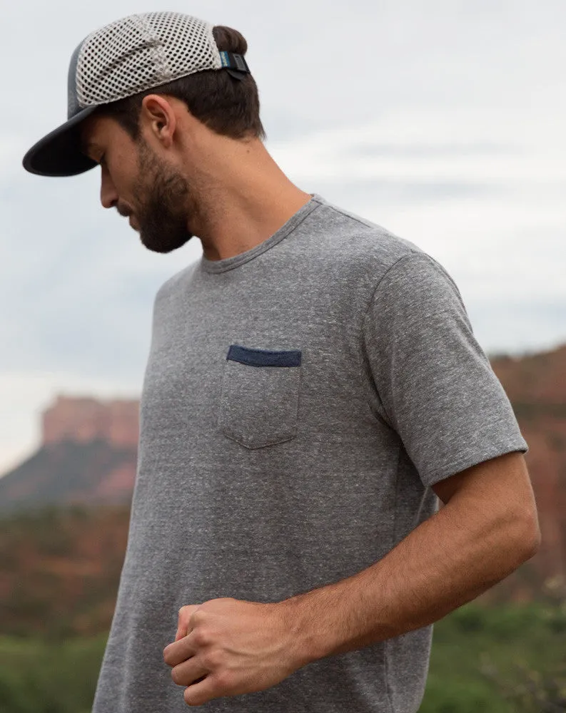 Double Knit Pocket Tee - Heather Grey and Azulon sold by Marine Layer product image thumbnail 4