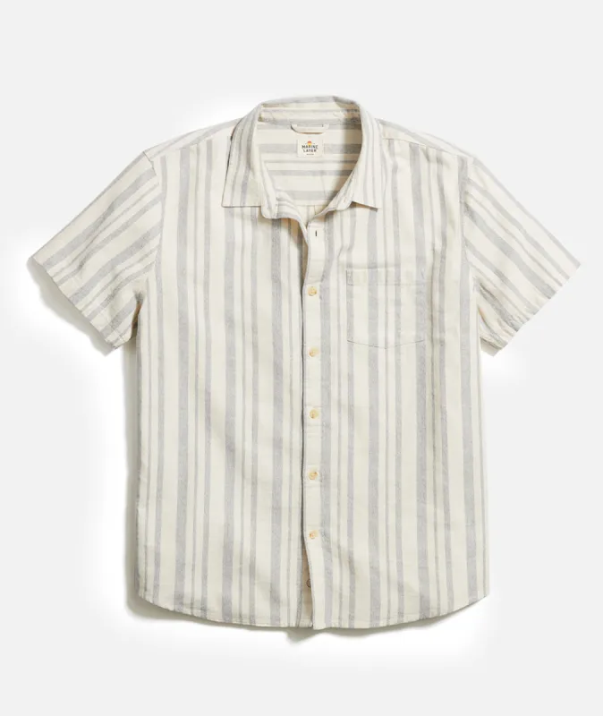 Vertical Stripe Shirt in White/Blue Stripe sold by Marine Layer